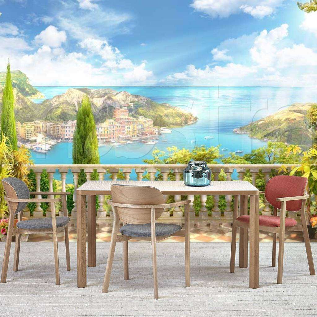 Фотообои в интерьере терраса в видом на морской залив  11-069 фото