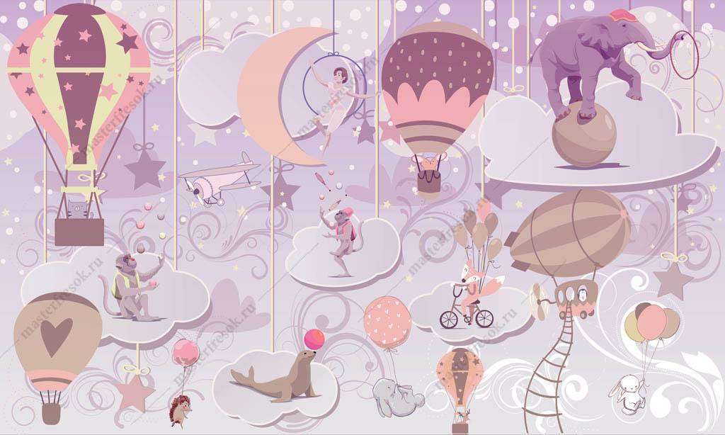 Фотообои в интерьере цирковые зверята  13-168 фото