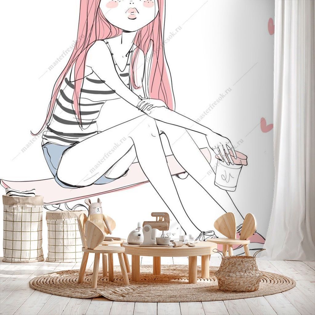 Фотообои Девочка на скейте  12-1254