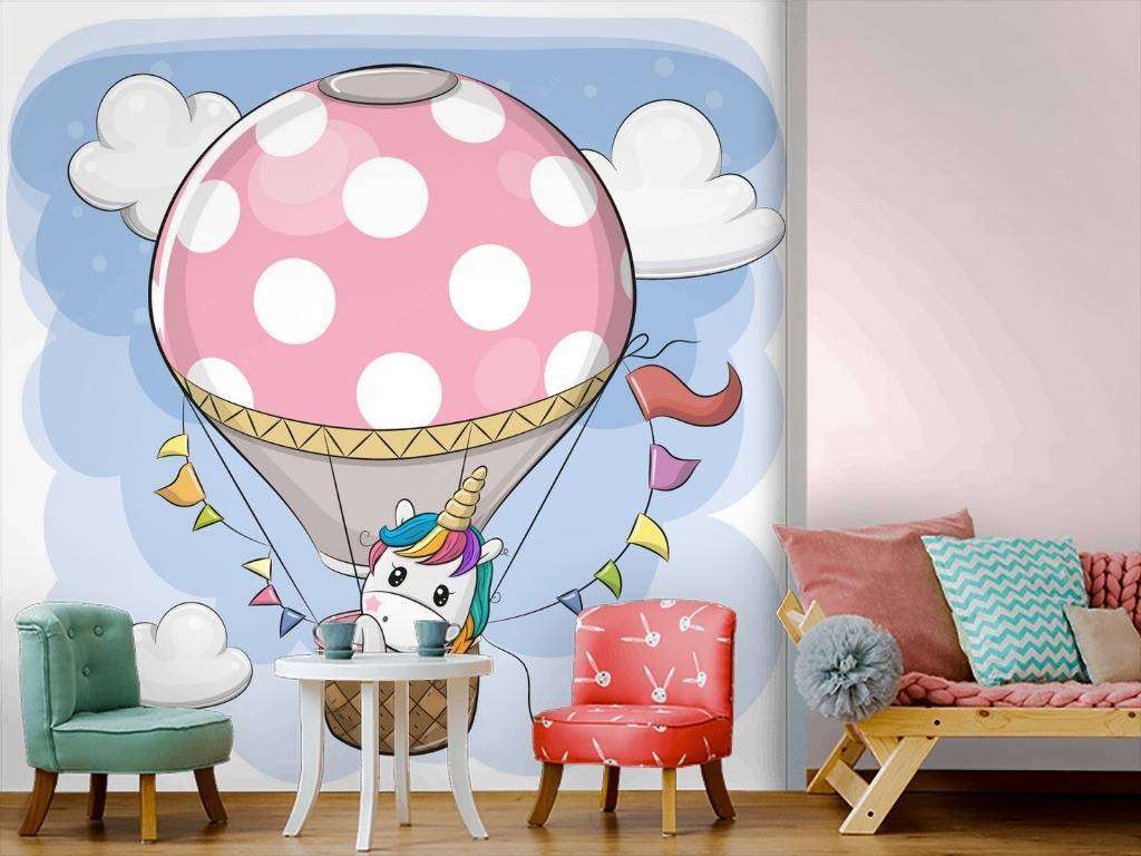 Фотообои в интерьере единорог на воздушном шаре  12-601 фото