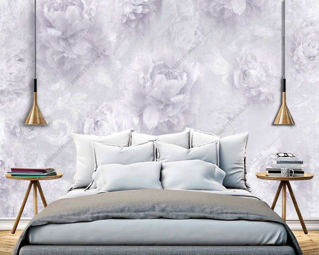 Фотообои в интерьере сиреневые пионы  10-750 фото