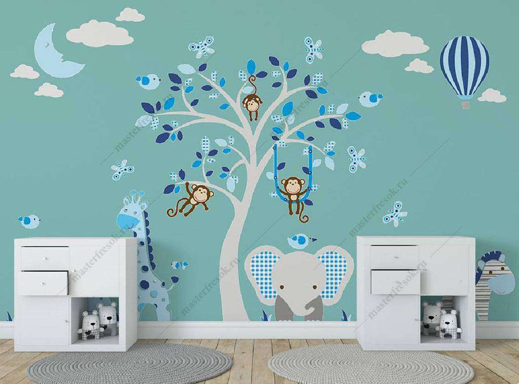 Фотообои в интерьере веселые животные  15-989 фото