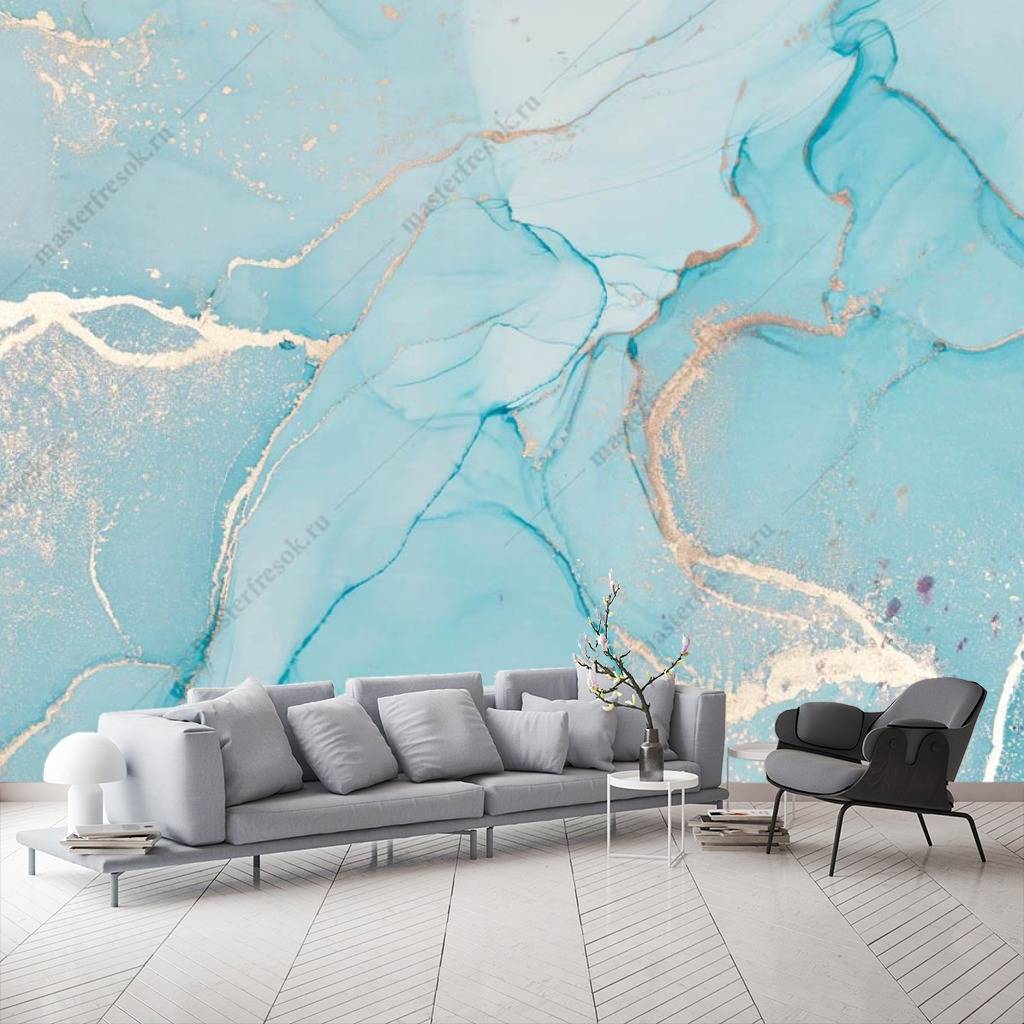 Фотообои Флюид арт нежная бирюза  9-1034