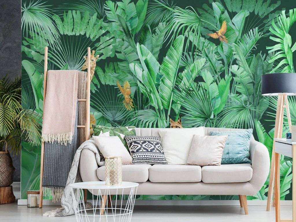 Фотообои в интерьере тропики и попугаи  13-710 фото