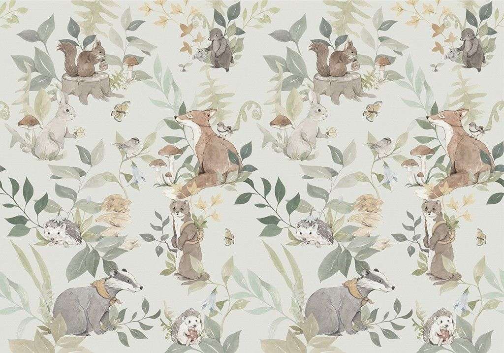 Фотообои в интерьере в детскую паттерн с животными    9-1874 фото