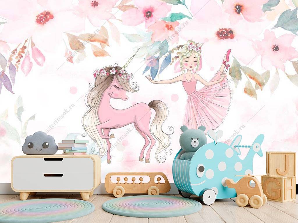 Фотообои Единорог и балерина  14-012
