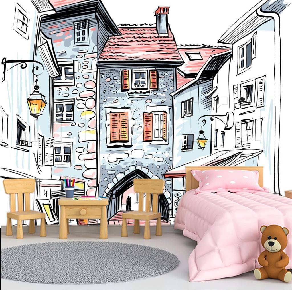 Фотообои Старинный город граффити  12-495