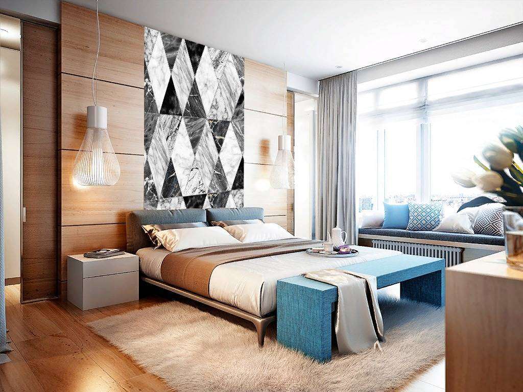 Фотообои в интерьере черно белая геометрия  10-760 фото