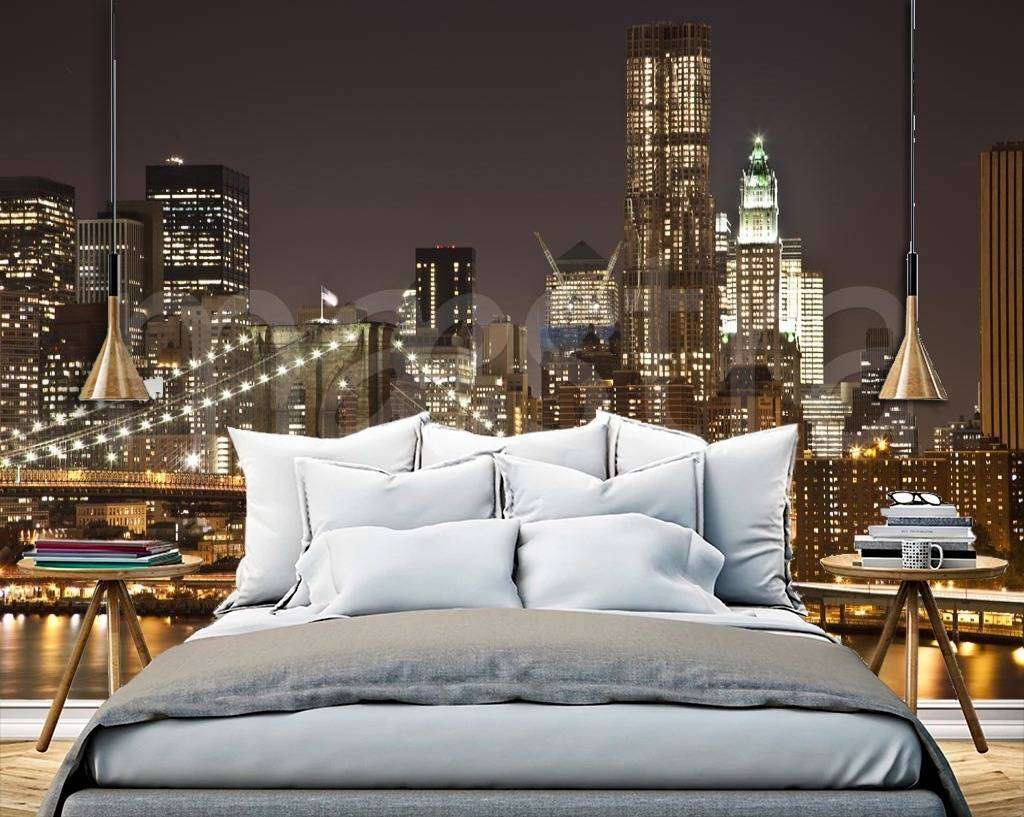 Фотообои в интерьере ночной мост нью йорка  9-803 фото