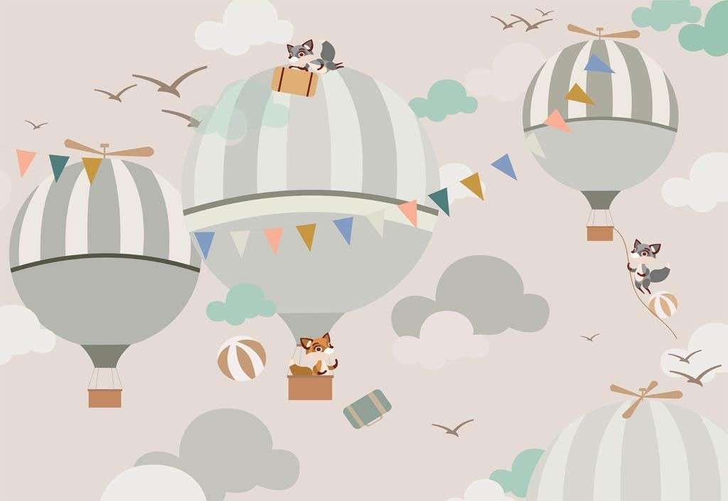 Фотообои в интерьере с воздушными шарами  12-813 фото