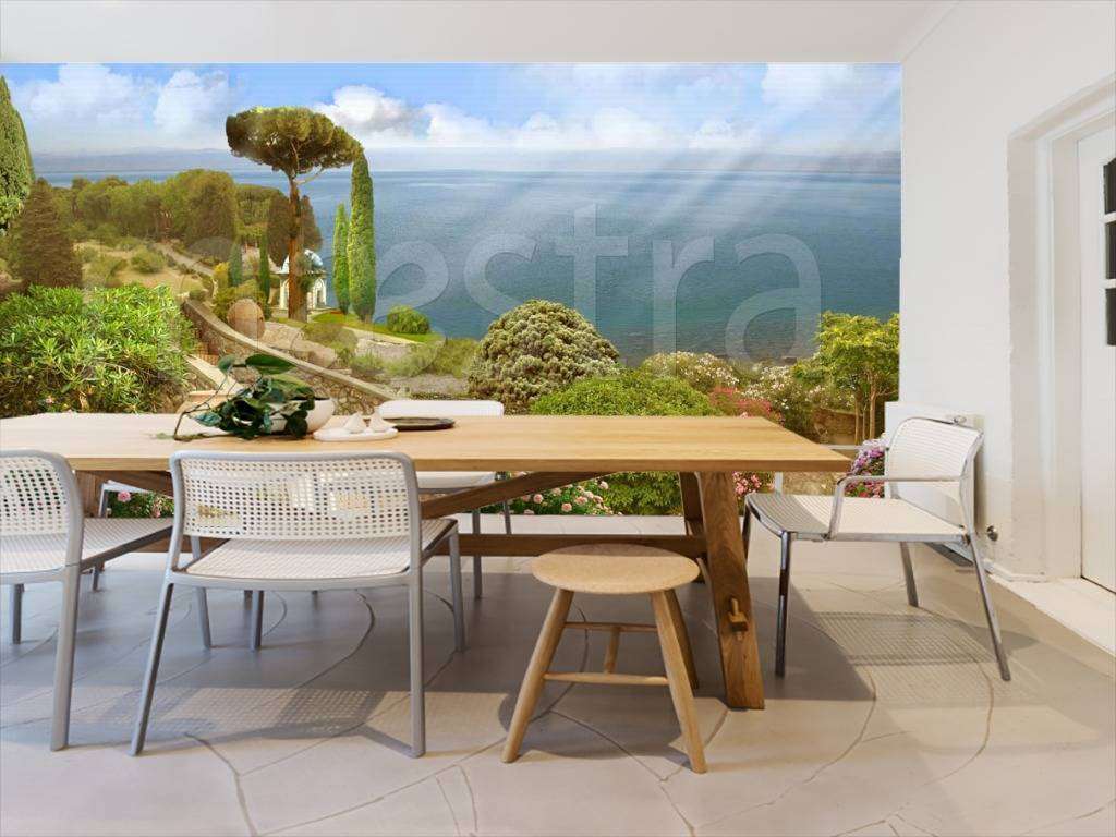 Фотообои в интерьере набережная в горах  2-023 фото