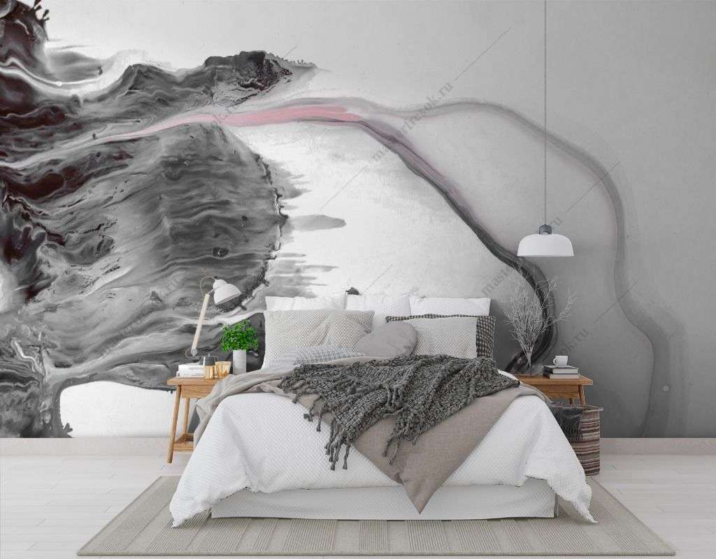 Фотообои в интерьере серые штрихи  9-1350 фото