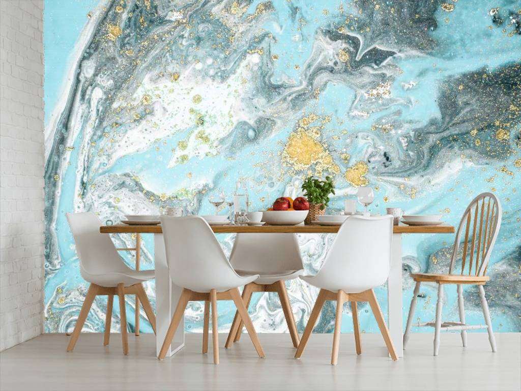 Фотообои в интерьере флюид арт - в облаках  9-920 фото