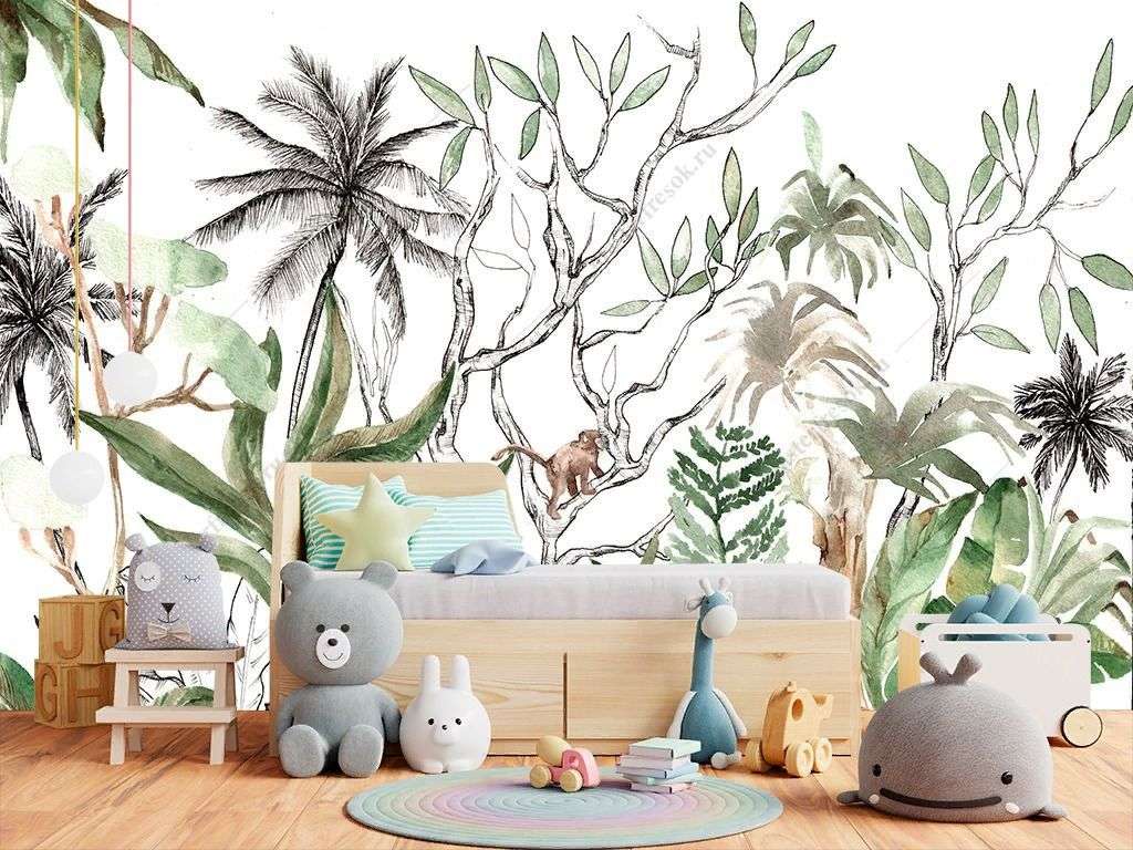 Фотообои в интерьере тропические джунгли  14-588 фото