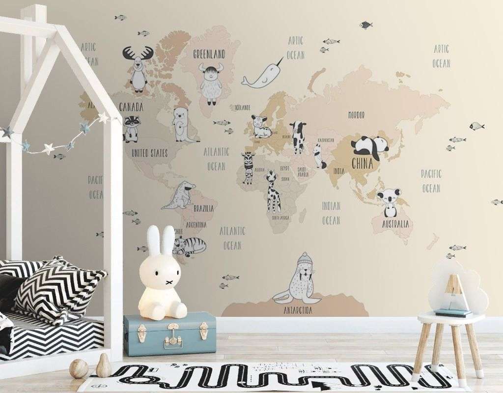 Фотообои в интерьере карта желтая  12-1662 фото