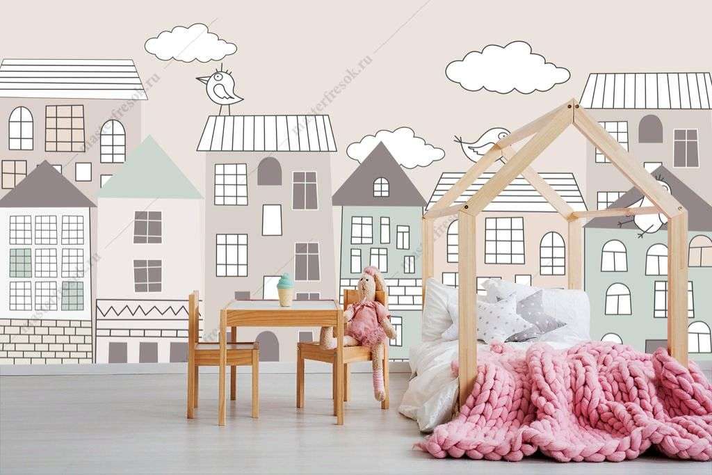 Фотообои в интерьере домики для детской  14-257 фото