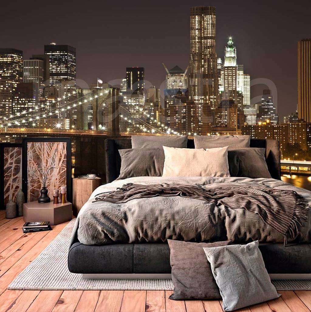 Фотообои в интерьере ночной мост нью йорка  9-803 фото