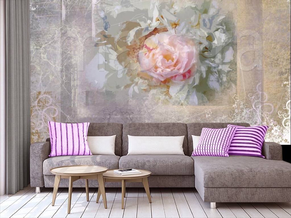 Фотообои Роза на сером фоне абстракция  2-114