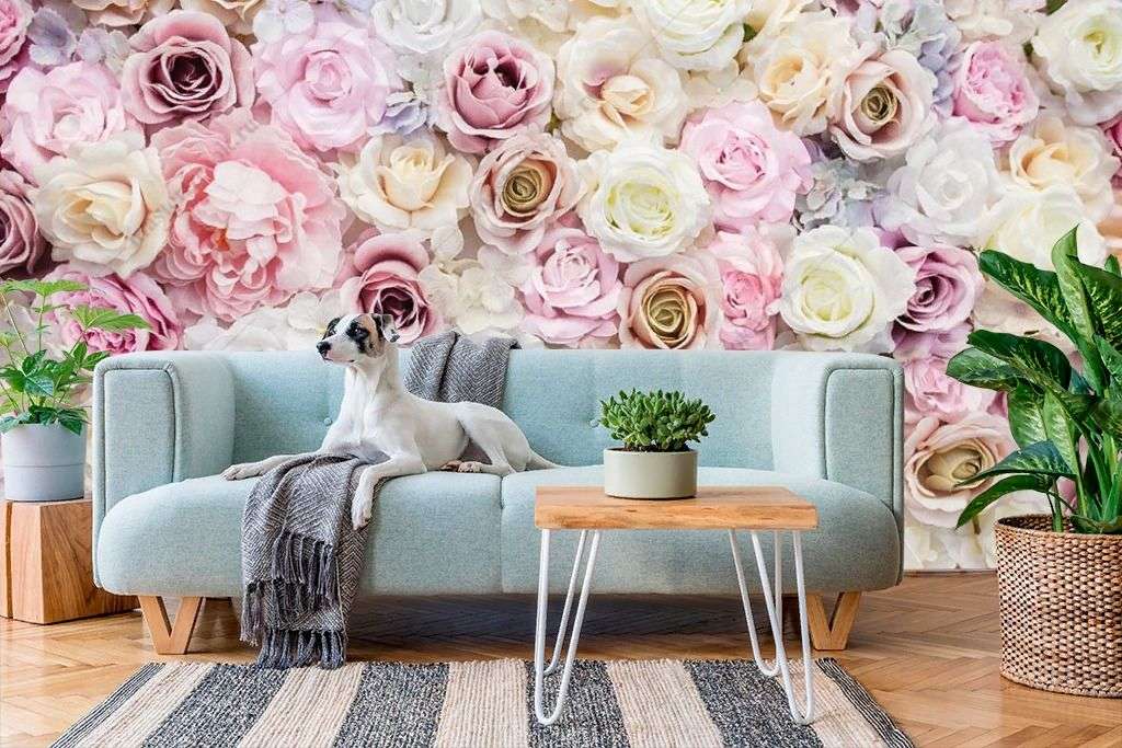 Фотообои в интерьере панно с розами  9-1764 фото