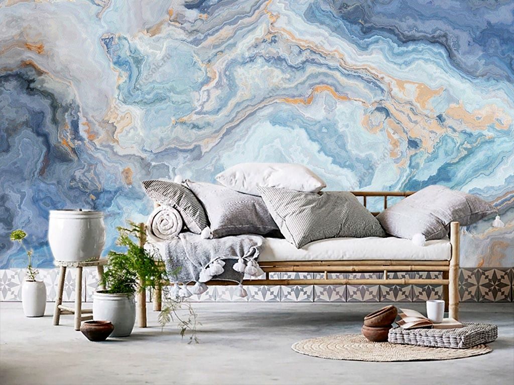 Фотообои Сине-голубой мрамор  9-1454