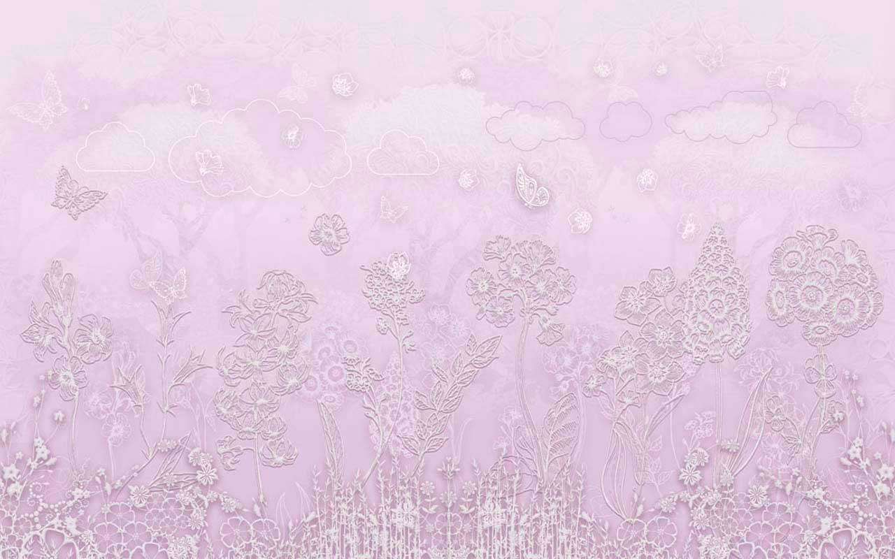 Фотообои в интерьере цветы на сиреневом фоне  13-121 фото