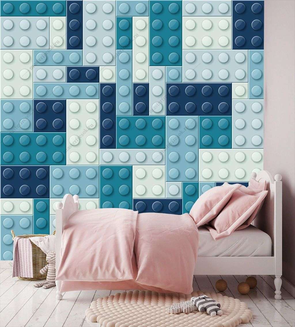 Фотообои в интерьере лего в синем цвете  12-1358 фото