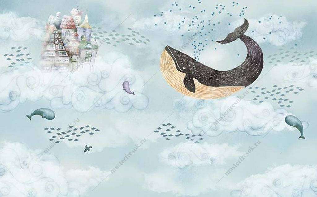 Фотообои в интерьере домик на облачке  16-009 фото