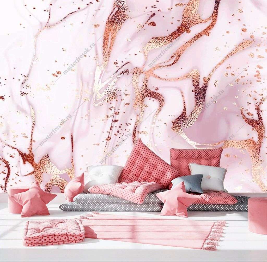 Фотообои в интерьере розовое серебро  9-1361 фото