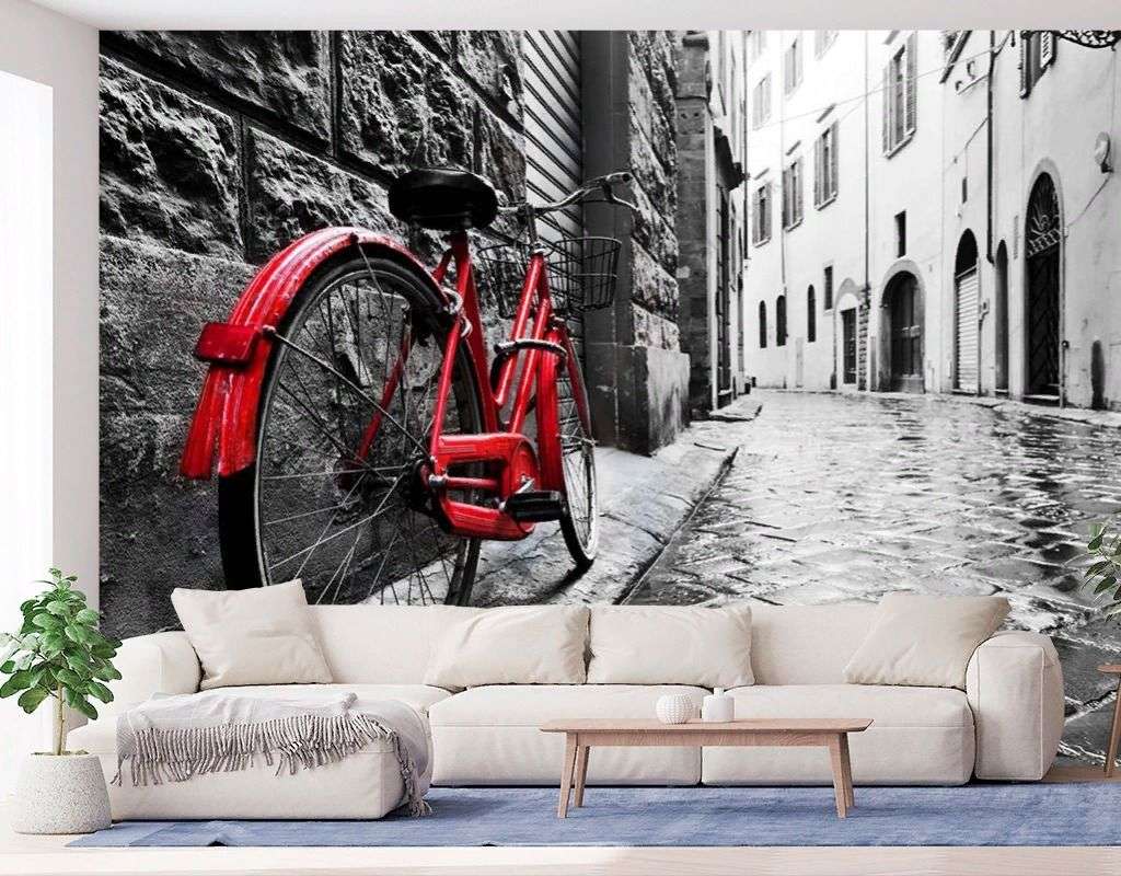 Фотообои в интерьере красный велосипед    9-1899 фото