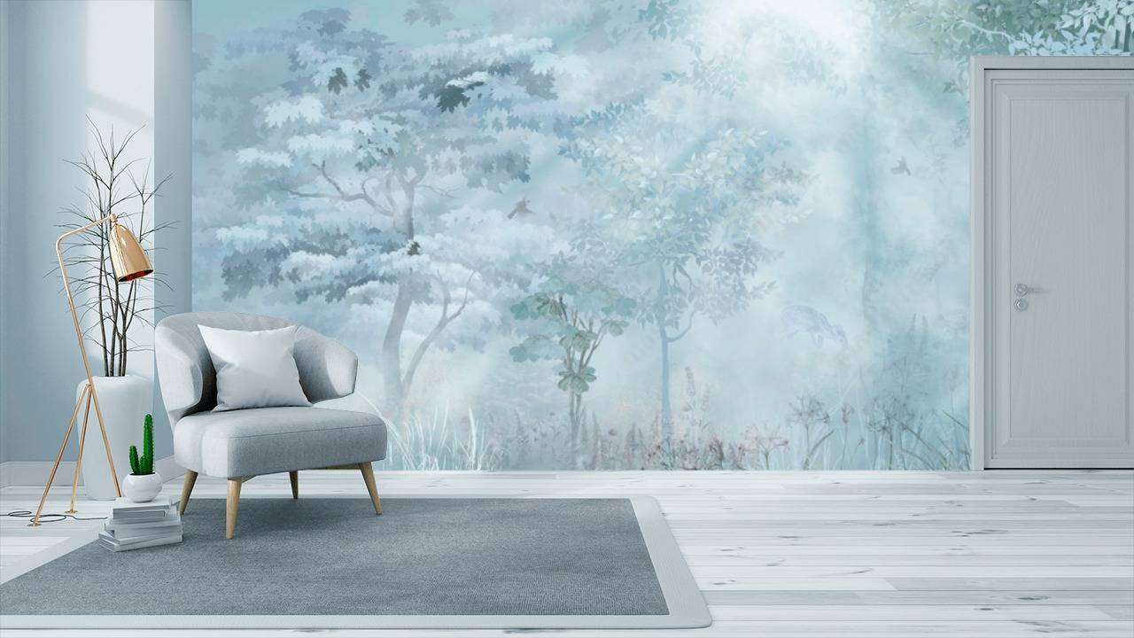 Фотообои в интерьере солнце в лесу  13-201 фото