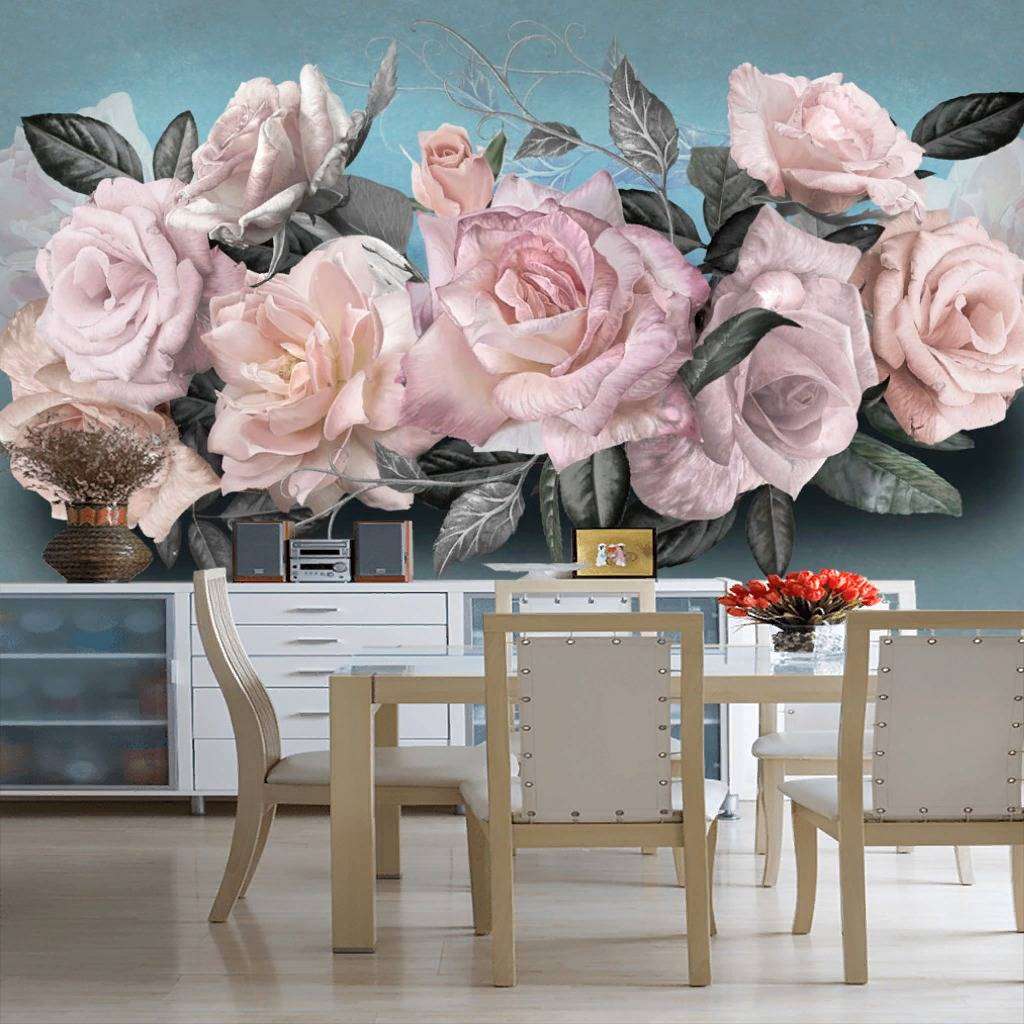Фотообои в интерьере розы на ветке  13-083 фото
