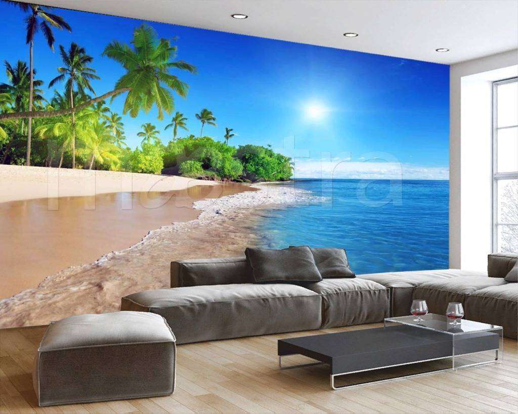 Фотообои в интерьере тропический пляж  4-346 фото