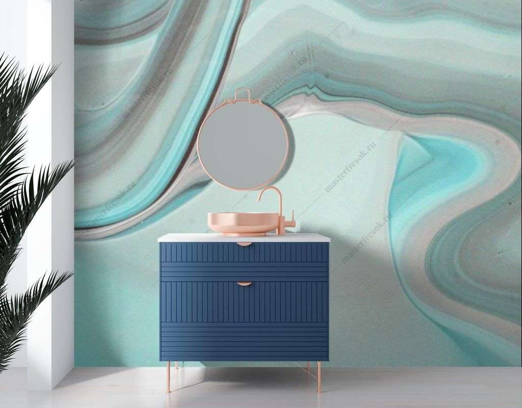 Фотообои в интерьере бирюзовый флюид  9-1536 фото