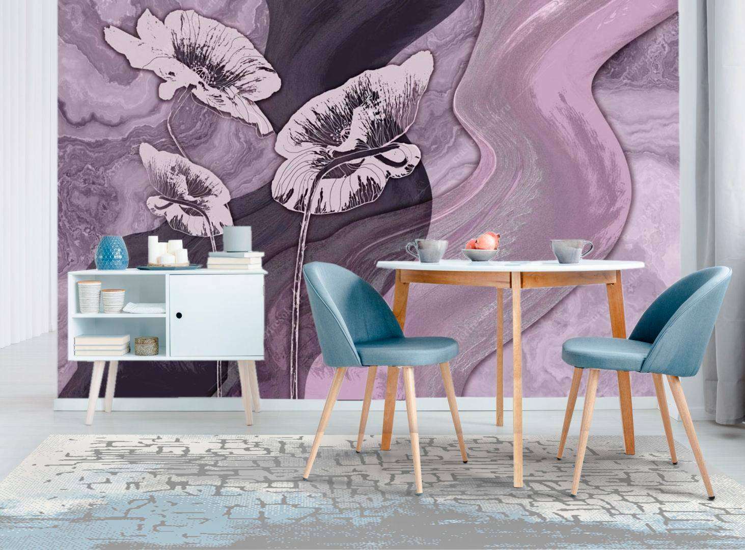 Фотообои в интерьере фиолетовая гладь  13-096 фото