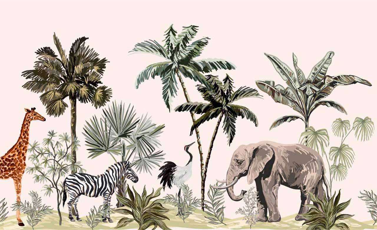 Фотообои в интерьере пальмы в джунглях  12-489 фото