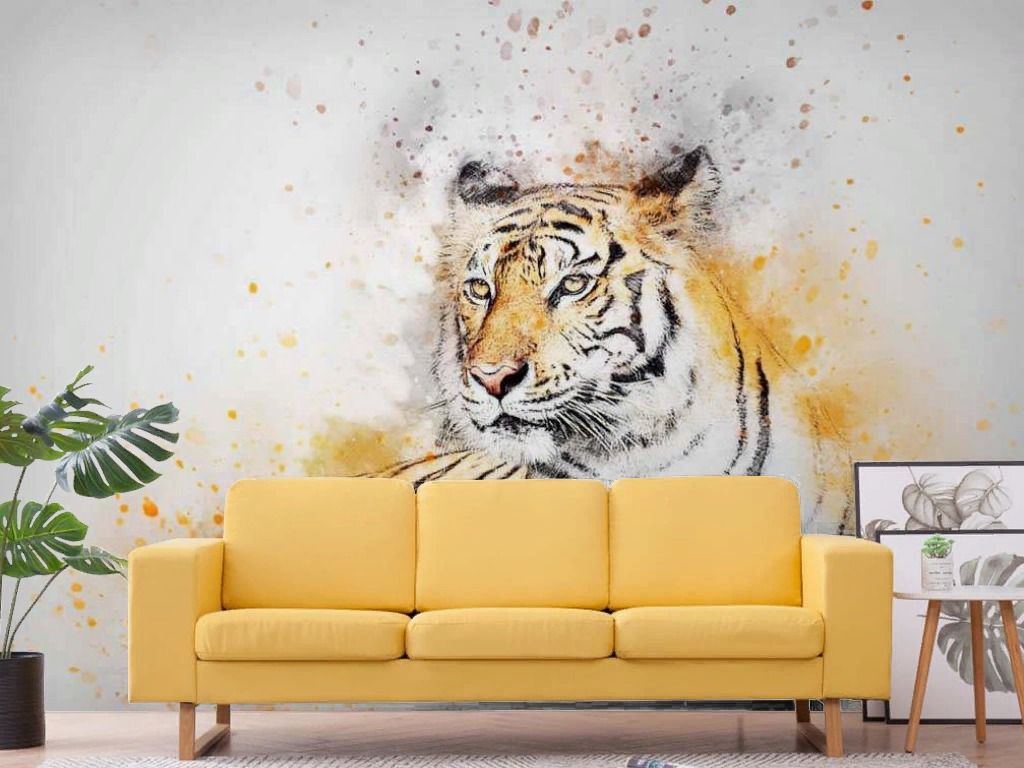 Фотообои Рисунок тигра акварелю  17-4365