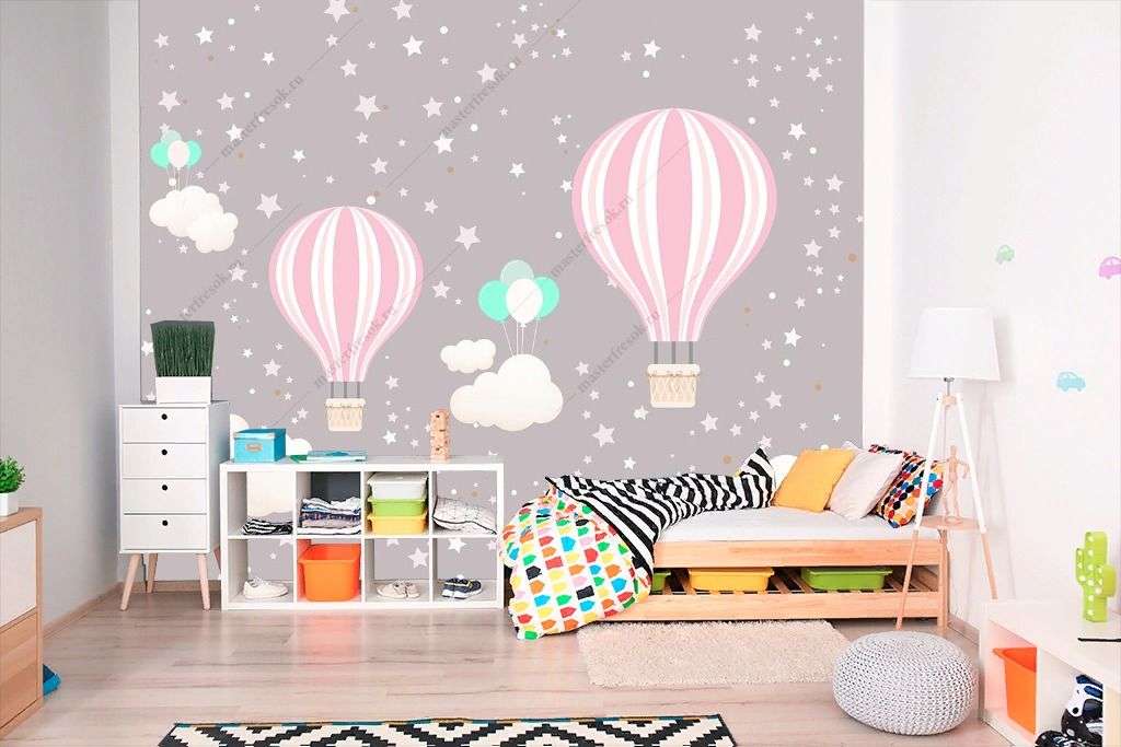 Фотообои в интерьере розовый воздушный шар  14-318 фото