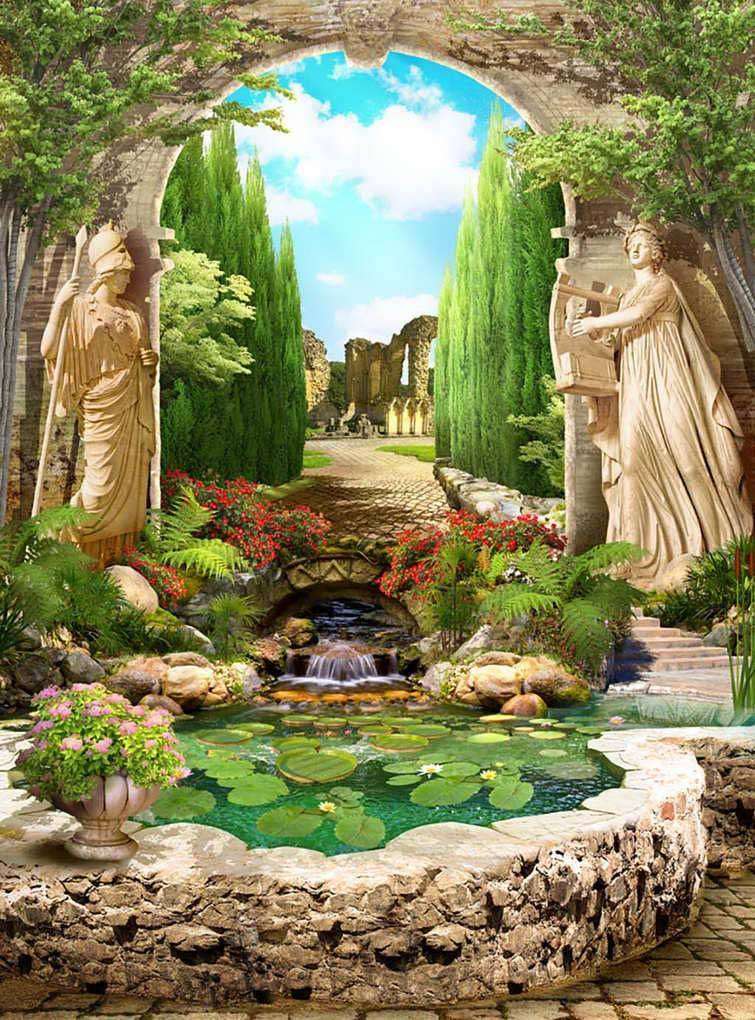 Фотообои в интерьере арка и статуи  17-0060 фото