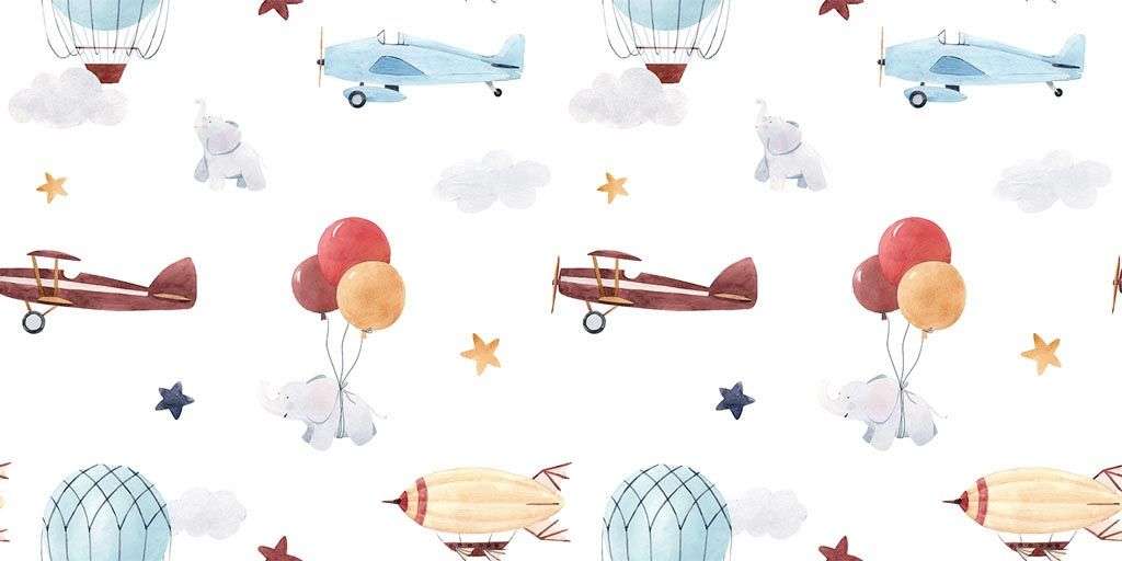 Фотообои в интерьере самолетики и воздушные шары  12-654 фото