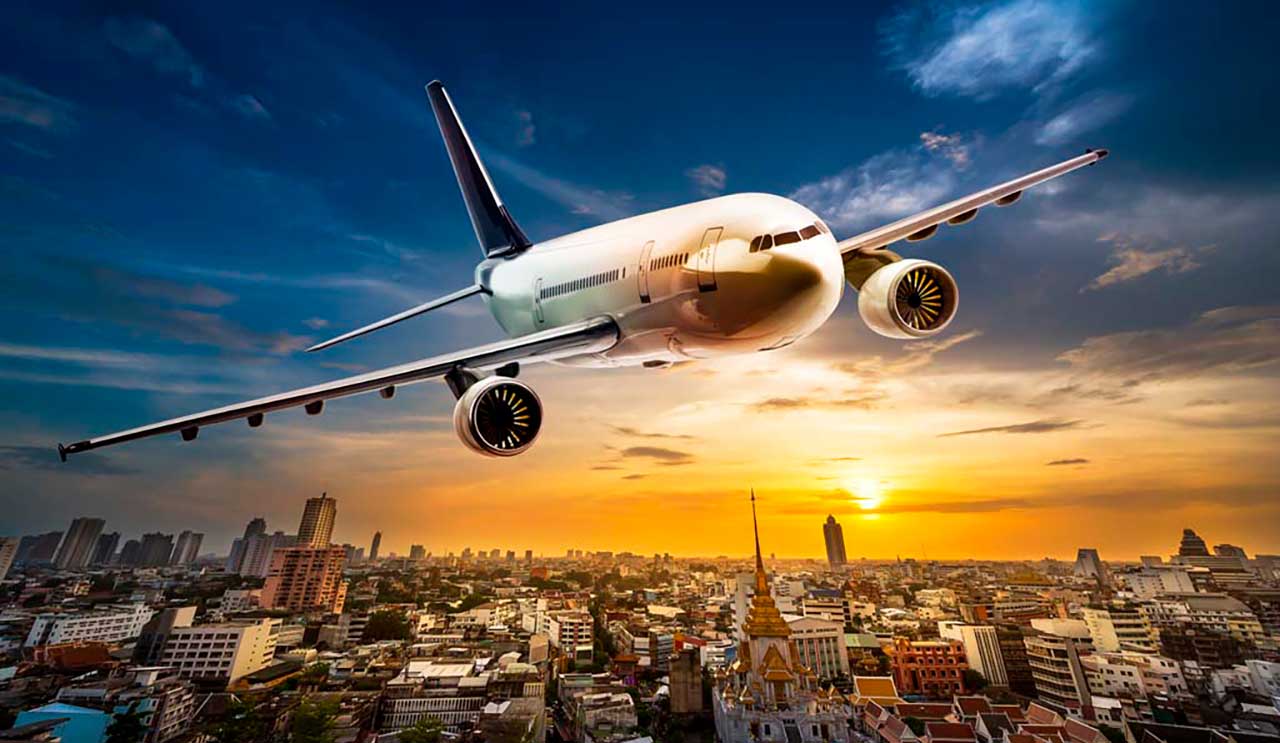 Фотообои в интерьере самолет в закате  9-208 фото