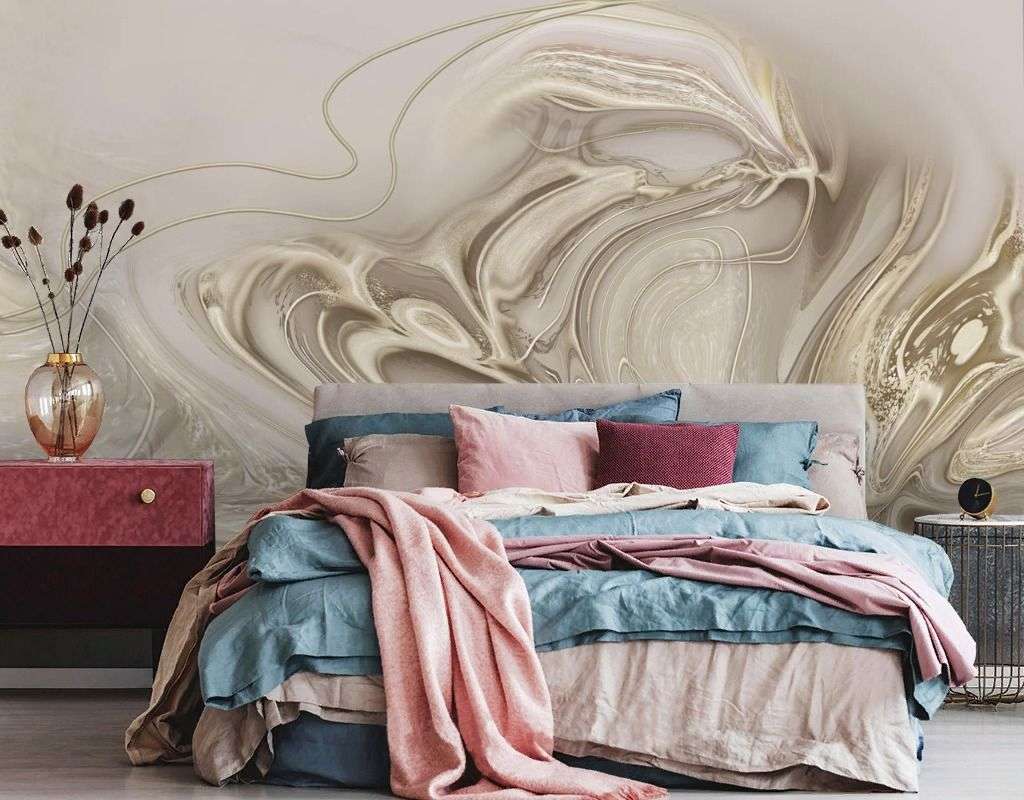 Фотообои в интерьере бежевые разводы  13-689 фото