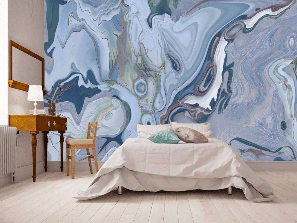 Фотообои в интерьере ярко синий флюид  13-311 фото