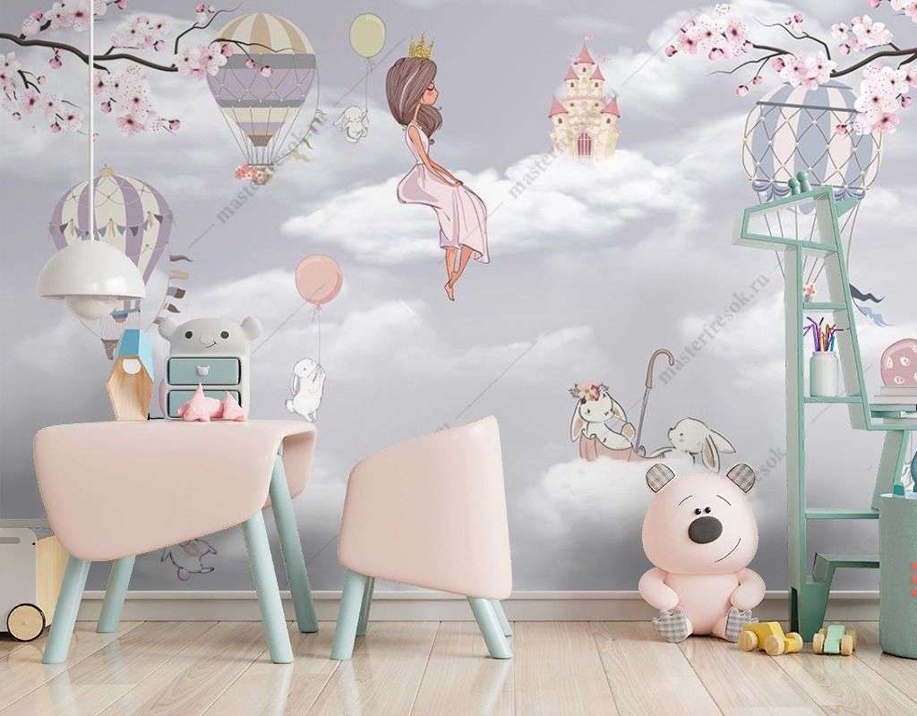 Фотообои в интерьере принцесса в облаках  14-652 фото