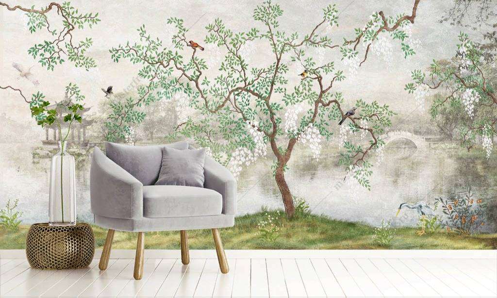 Фотообои в интерьере китайский пейзаж  10-755 фото