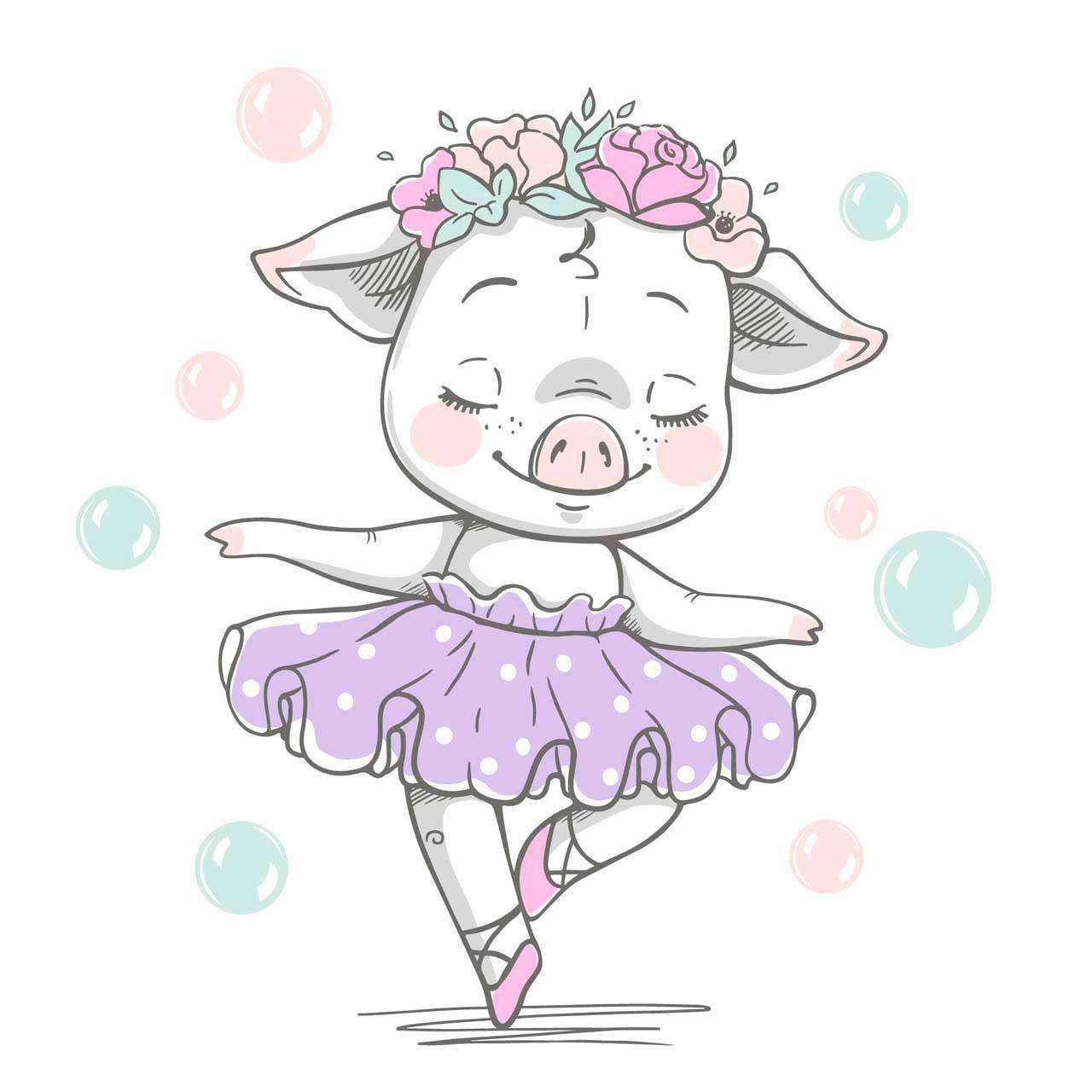 Фотообои в интерьере поросенок балерина  12-483 фото