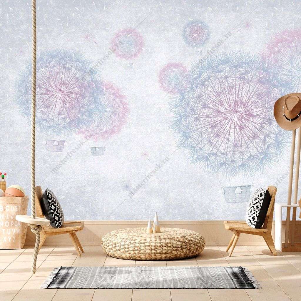 Фотообои в интерьере воздушный шар - одуванчик  12-1324 фото