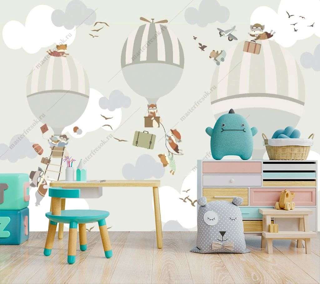 Фотообои в интерьере мультяшный воздушный шар  14-234 фото