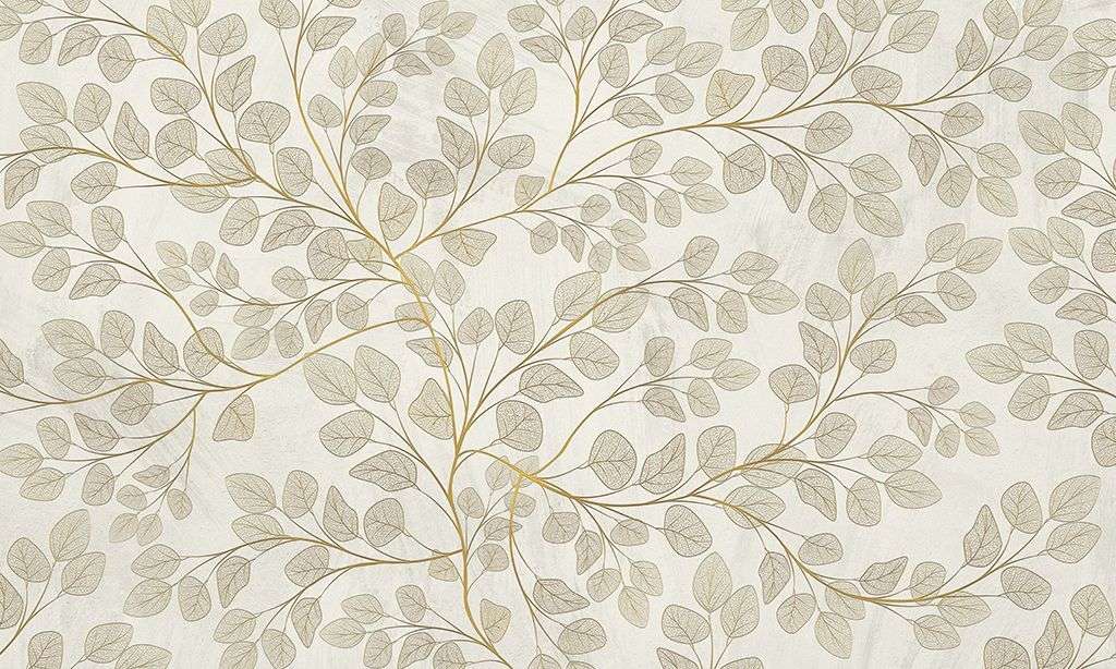 Фотообои в интерьере в спальню фон с листочками  9-1979 фото