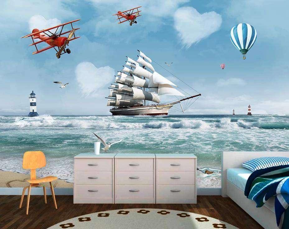 Фотообои Бесшовные обои на стену:  Парусник в море. Артикул: 15-104  