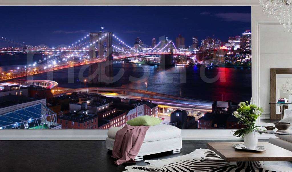 Фотообои Ночной Бруклинский мост в синеве  9-848